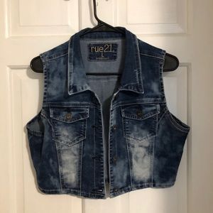 Cropped Blue Jean Vest